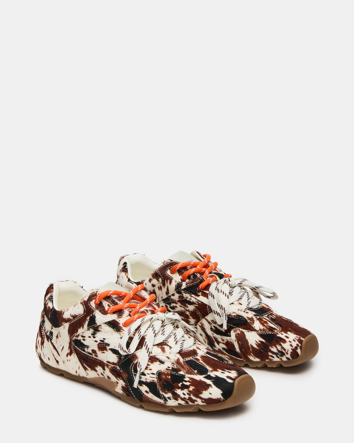 AZIEL Brown Cow Print Low-Top Lace-Up Women's Sneakers | Steve Madden