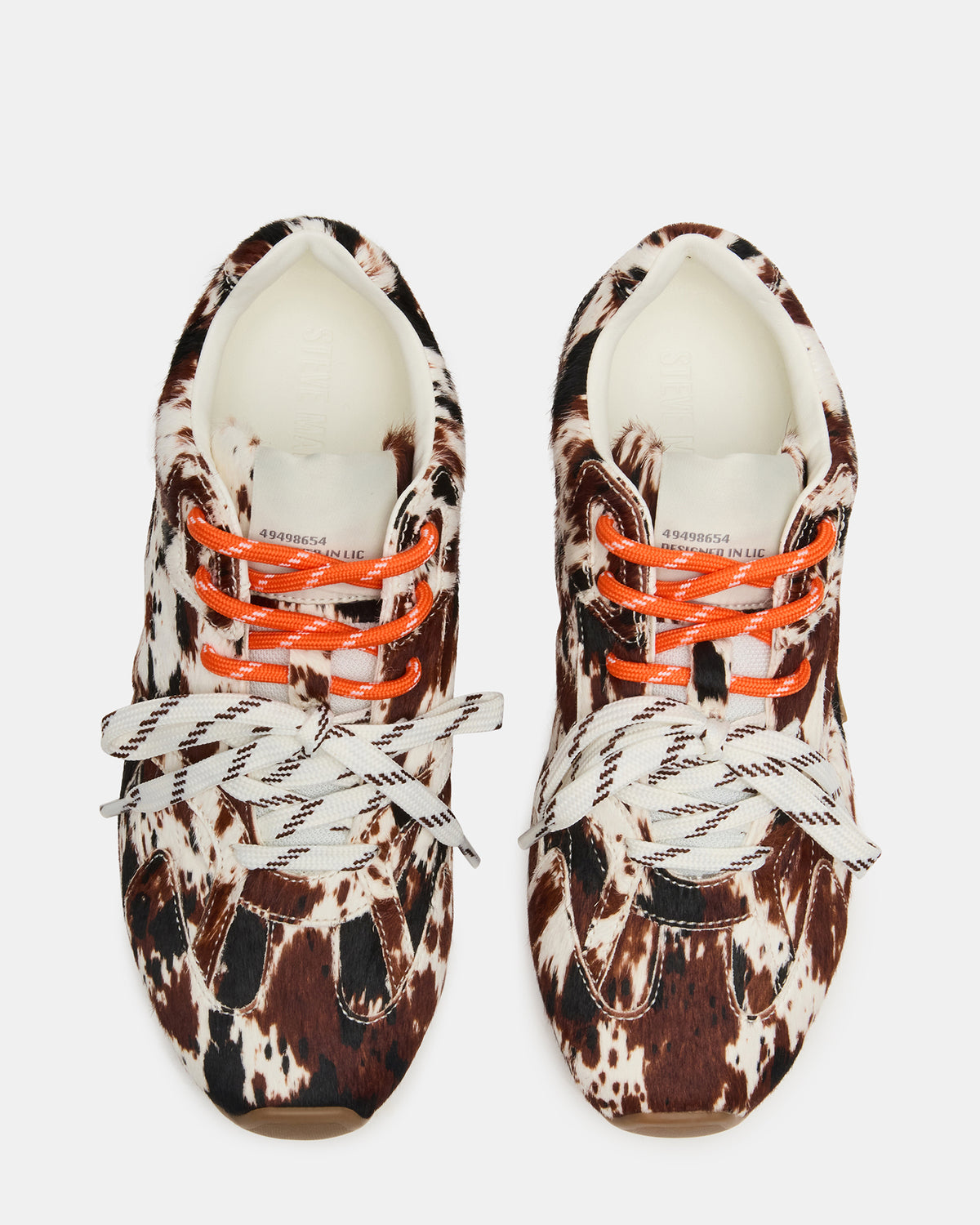 AZIEL Brown Cow Print Low-Top Lace-Up Women's Sneakers | Steve Madden