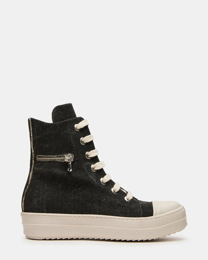 DEVON Black/White High-Top Lace-Up Women's Sneaker | Steve Madden