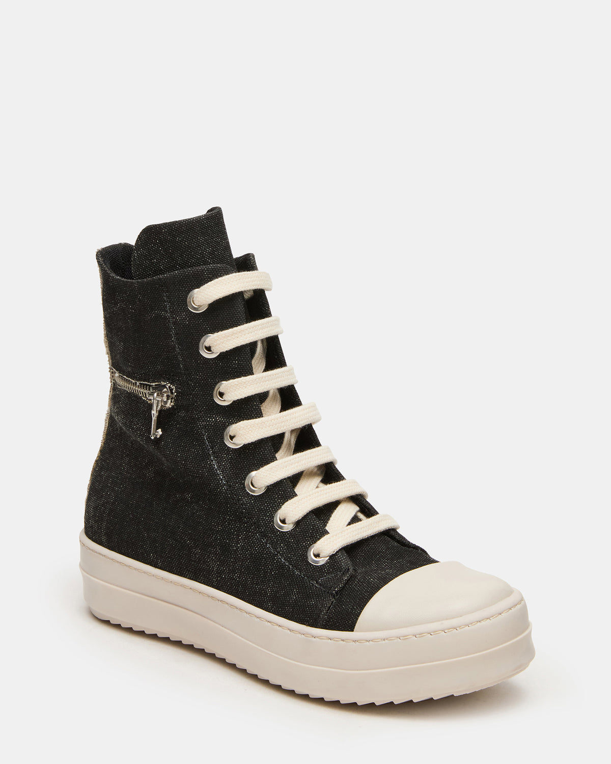 DEVON Black/White High-Top Lace-Up Women's Sneaker | Steve Madden
