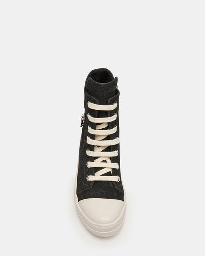 DEVON Black/White High-Top Lace-Up Women's Sneaker | Steve Madden
