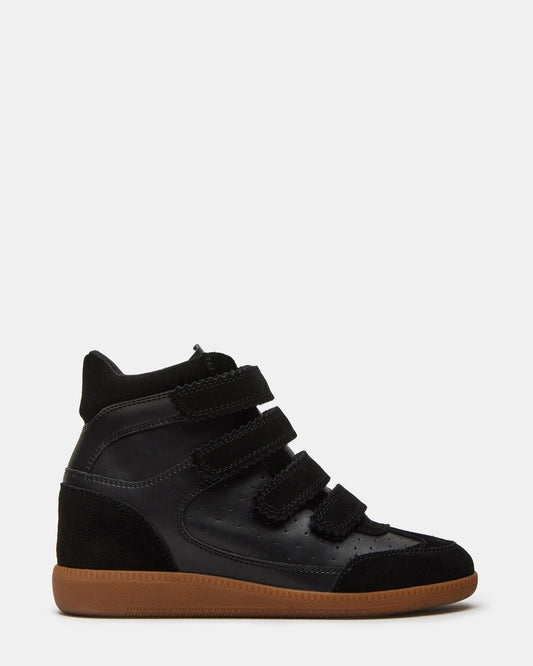 MUSTANG Black Suede Women's High-Top Velcro Sneaker | Steve Madden