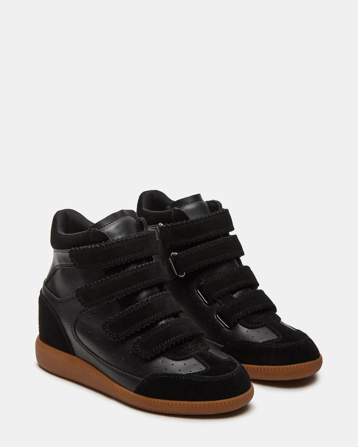 MUSTANG Black Suede Women's High-Top Velcro Sneaker | Steve Madden