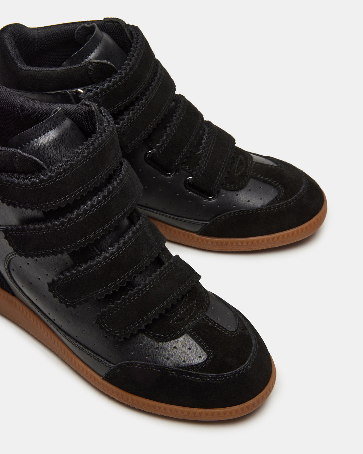 MUSTANG Black Suede Women's High-Top Velcro Sneaker | Steve Madden
