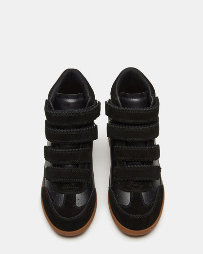 MUSTANG Black Suede Women's High-Top Velcro Sneaker | Steve Madden