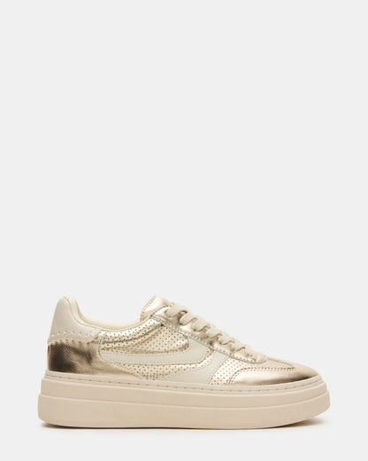 DODGE Perforated Champagne Multi Women's Low-Top Platform Sneaker | Steve Madden