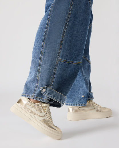DODGE Perforated Champagne Multi Women's Low-Top Platform Sneaker | Steve Madden