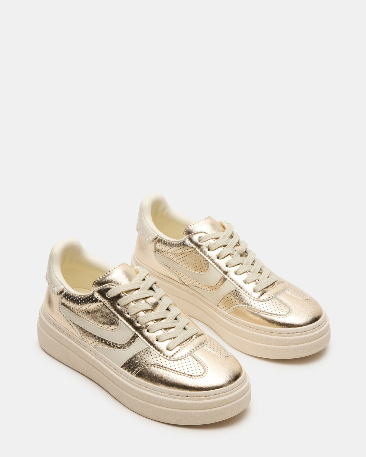 DODGE Perforated Champagne Multi Women's Low-Top Platform Sneaker | Steve Madden