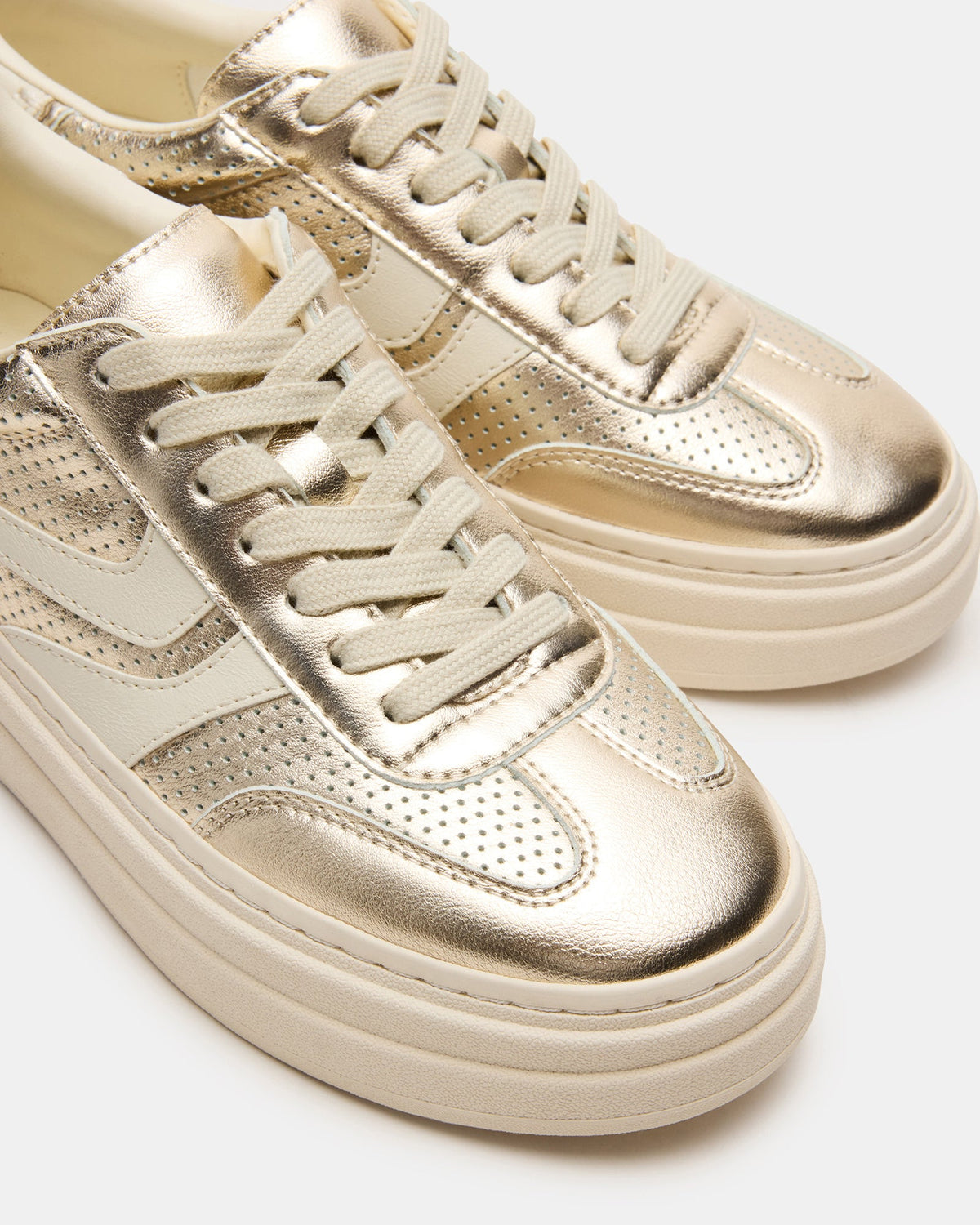 DODGE Perforated Champagne Multi Women's Low-Top Platform Sneaker | Steve Madden