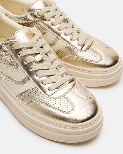 DODGE Perforated Champagne Multi Women's Low-Top Platform Sneaker | Steve Madden