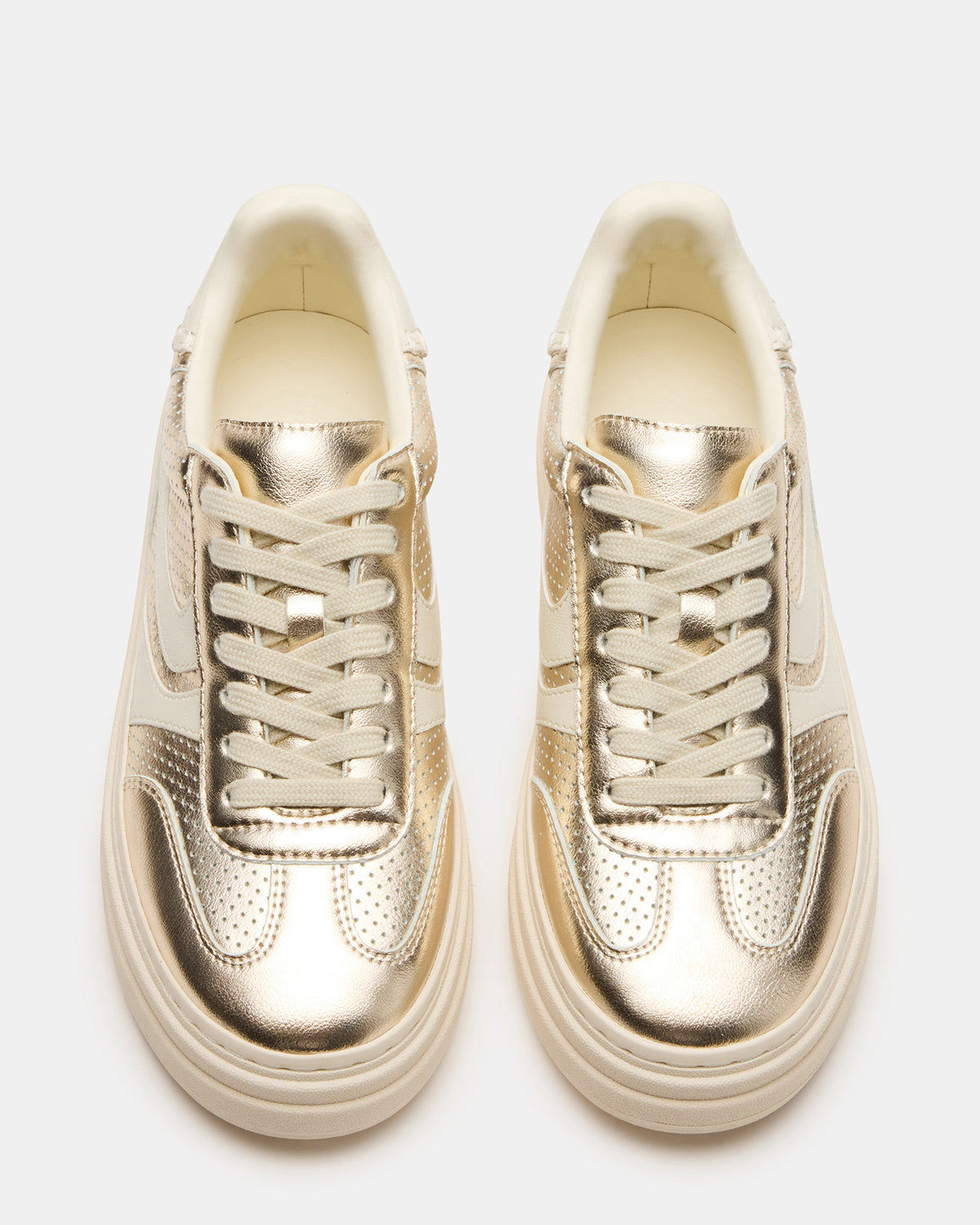 DODGE Perforated Champagne Multi Women's Low-Top Platform Sneaker | Steve Madden
