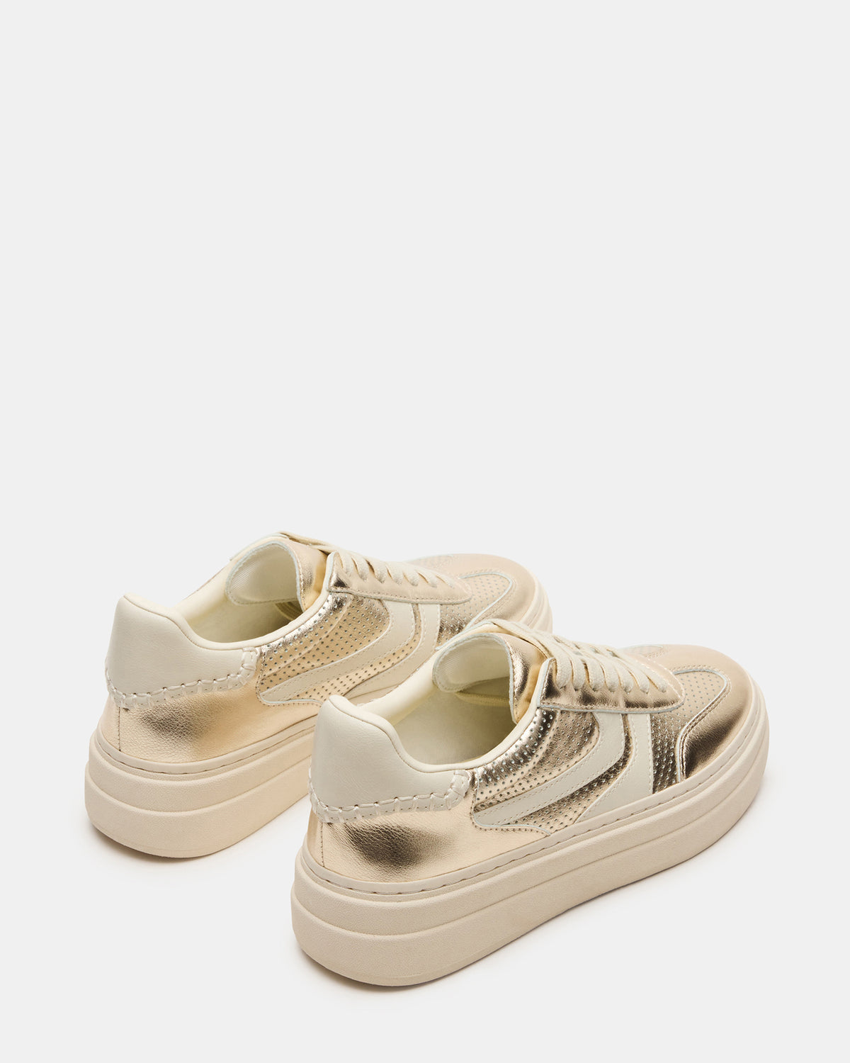 DODGE Perforated Champagne Multi Women's Low-Top Platform Sneaker | Steve Madden