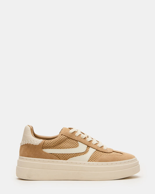 DODGE Perforated Camel Multi Women's Low-Top Platform Sneaker | Steve Madden