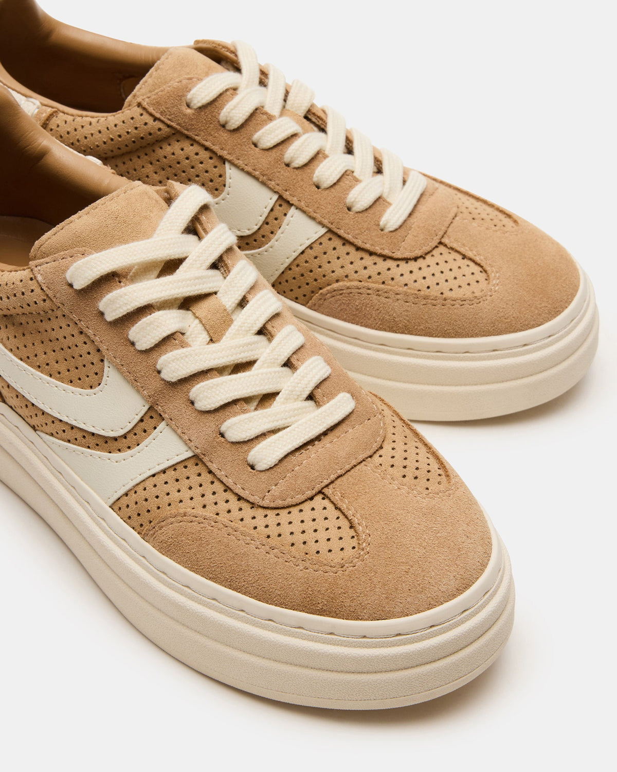 DODGE Perforated Camel Multi Women's Low-Top Platform Sneaker | Steve Madden