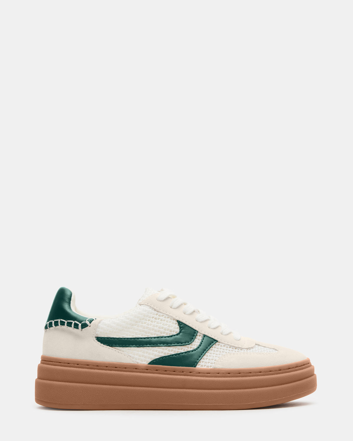 DODGE White/Green Low-Top Platform Women's Sneaker | Steve Madden