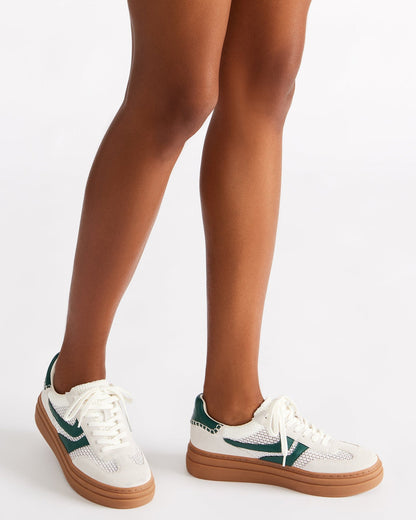 DODGE White/Green Low-Top Platform Women's Sneaker | Steve Madden