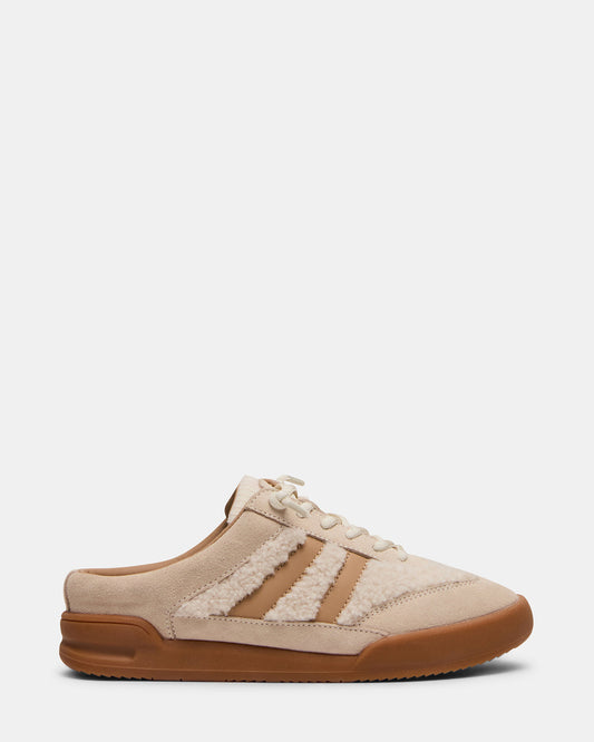 VANDY Faux Fur Bone Multi Low-Top Lace-Up Mule Women's Sneaker | Steve Madden