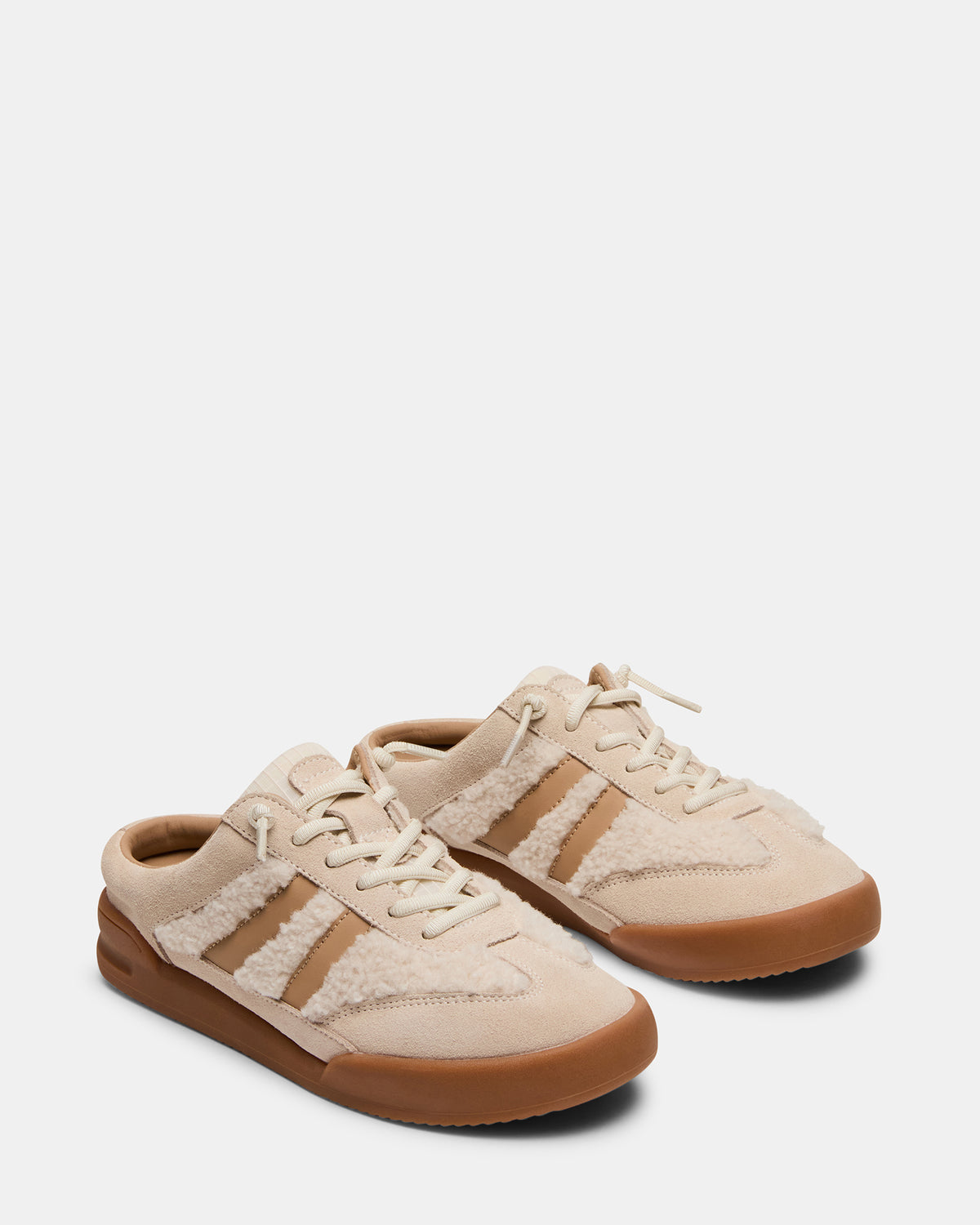 VANDY Faux Fur Bone Multi Low-Top Lace-Up Mule Women's Sneaker | Steve Madden