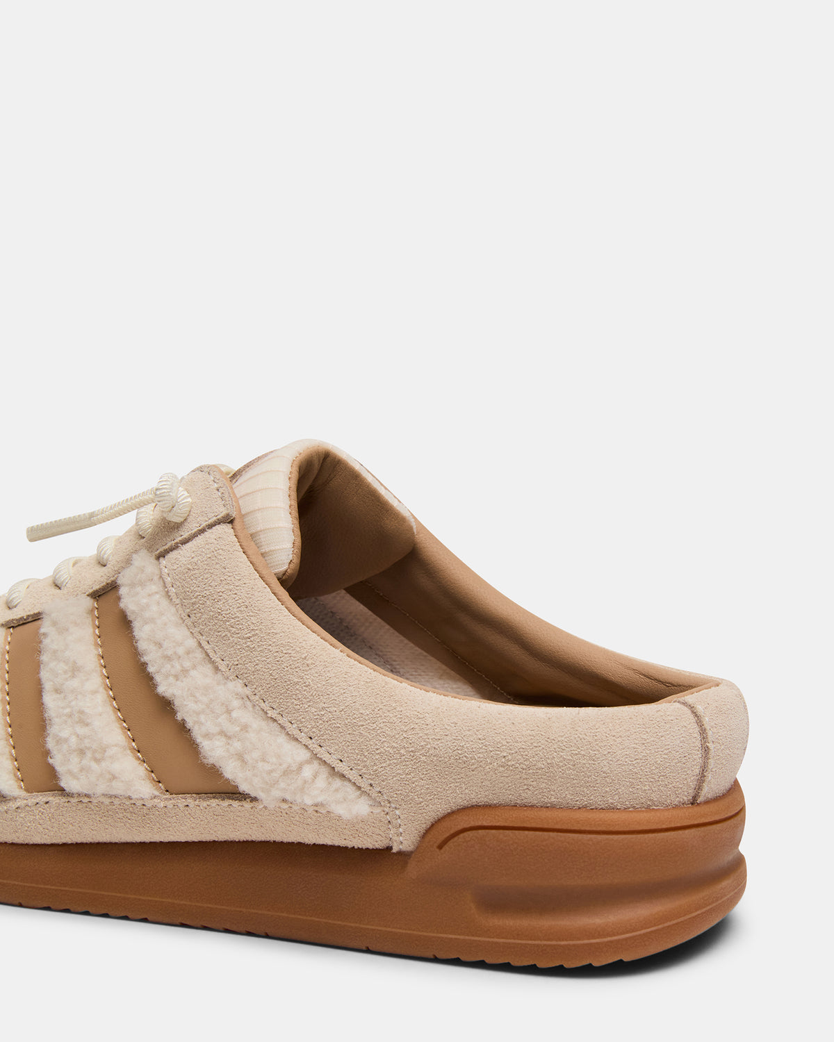 VANDY Faux Fur Bone Multi Low-Top Lace-Up Mule Women's Sneaker | Steve Madden