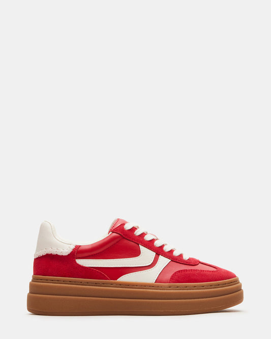 DODGE Red Multi Low-Top Platform Women's Sneaker | Steve Madden