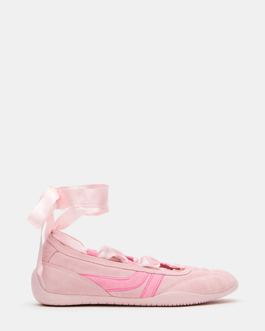 PROMISE Pink Suede Low-Top Lace-Up Ribbon Women's Sneaker | Steve Madden