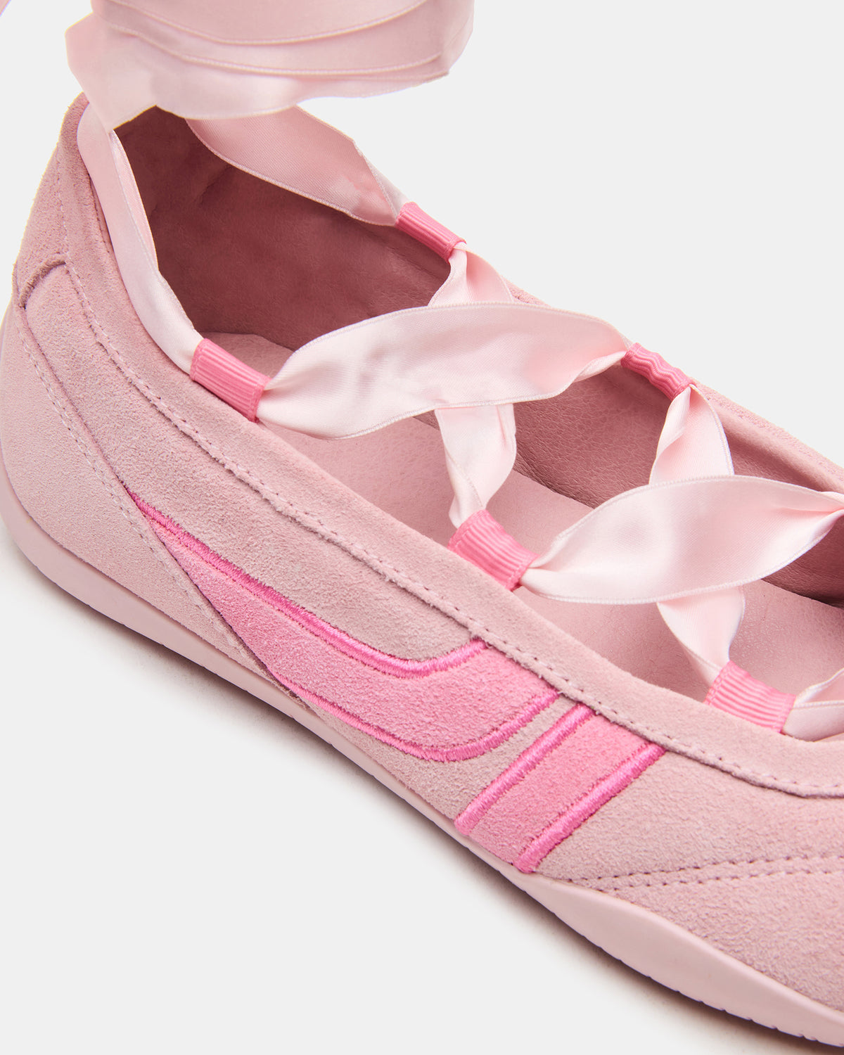 PROMISE Pink Suede Low-Top Lace-Up Ribbon Women's Sneaker | Steve Madden