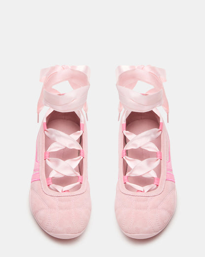 PROMISE Pink Suede Low-Top Lace-Up Ribbon Women's Sneaker | Steve Madden