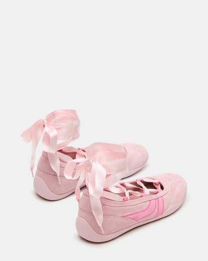 PROMISE Pink Suede Low-Top Lace-Up Ribbon Women's Sneaker | Steve Madden