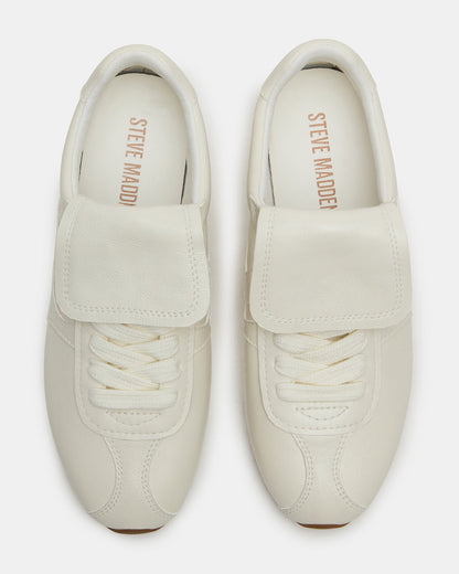 MOBILITY White Leather Women's Low-Top Lace-Up Sneaker | Steve Madden