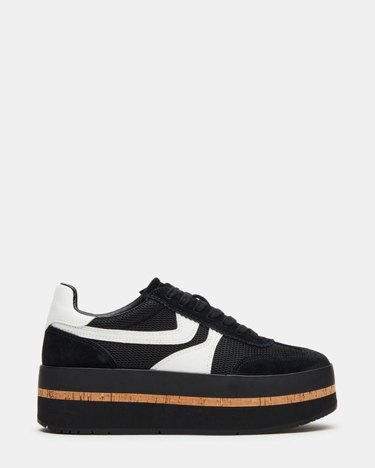 JUDGE Black Multi Platform Low-Top Lace-Up Women's Sneaker | Steve Madden