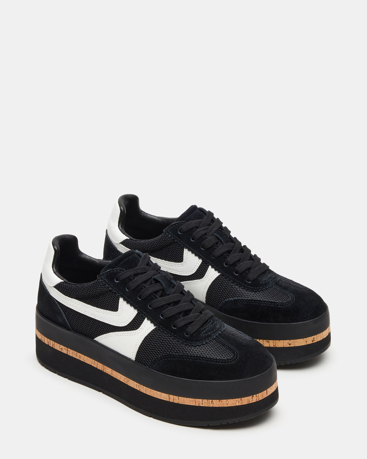 JUDGE Black Multi Platform Low-Top Lace-Up Women's Sneaker | Steve Madden