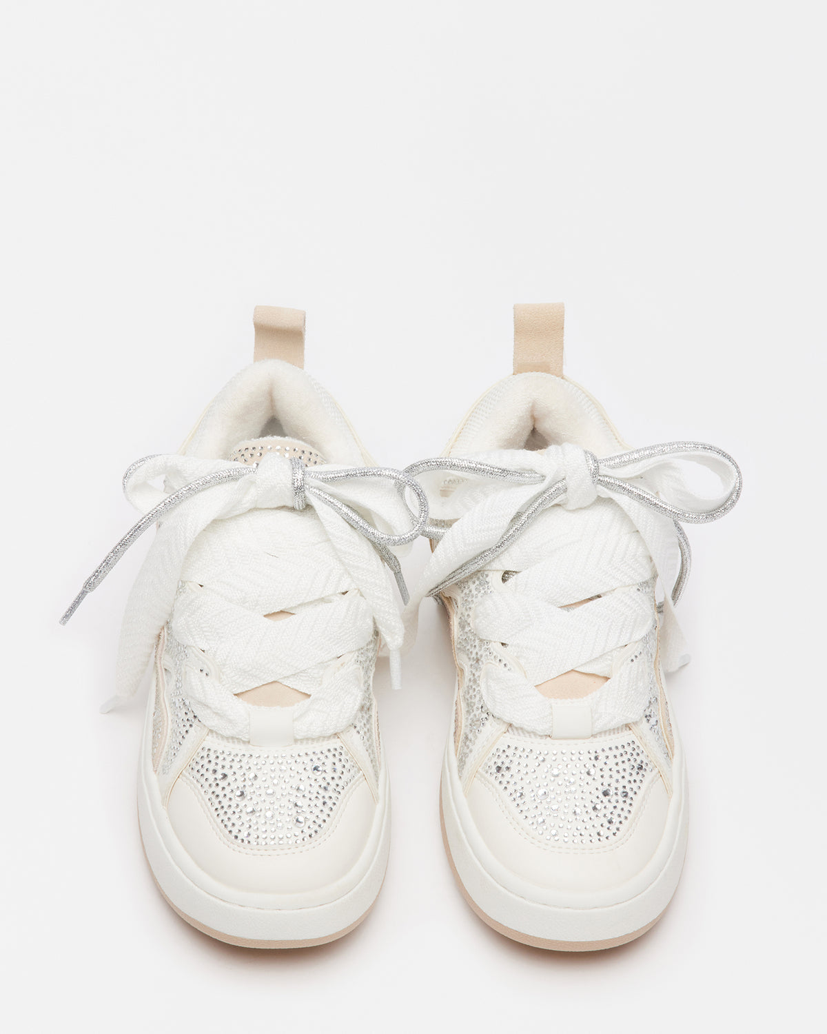 ROARING White Rhinestones Low-Top Lace-Up Sneaker | Women's Sneakers | Steve Madden