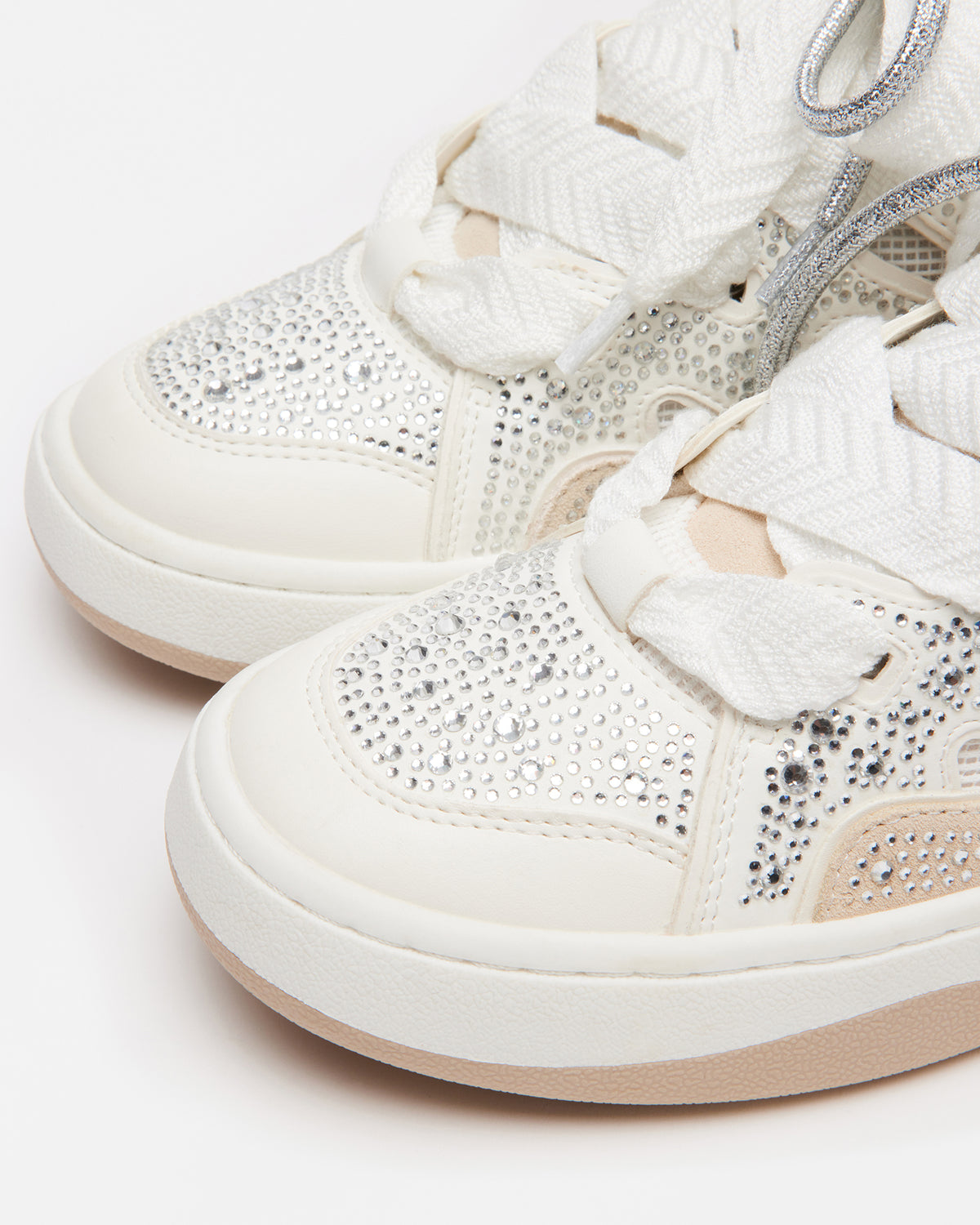 ROARING White Rhinestones Low-Top Lace-Up Sneaker | Women's Sneakers | Steve Madden