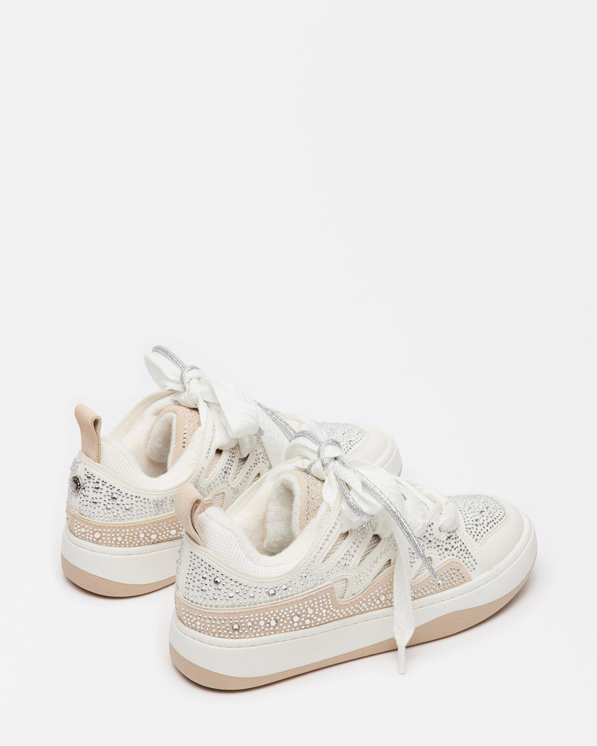 ROARING White Rhinestones Low-Top Lace-Up Sneaker | Women's Sneakers | Steve Madden