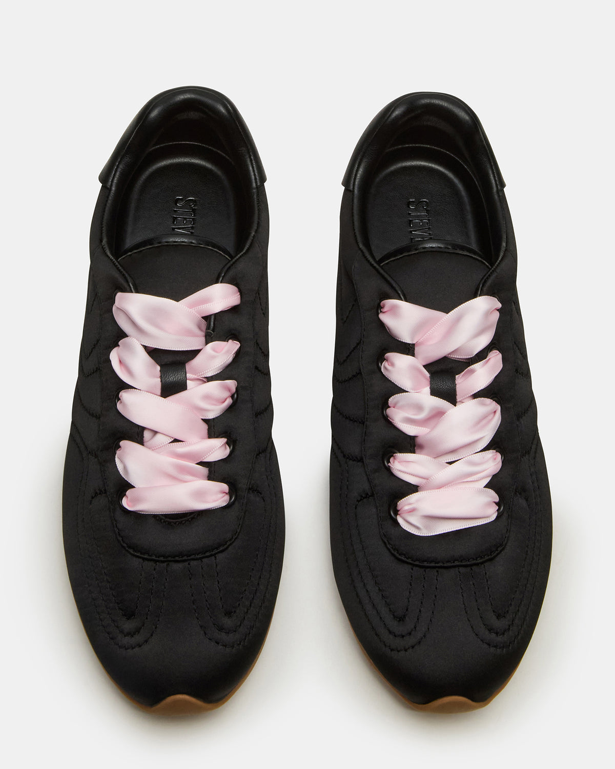 ABBI Black Satin Low-Top Lace-Up Women's Sneaker | Steve Madden