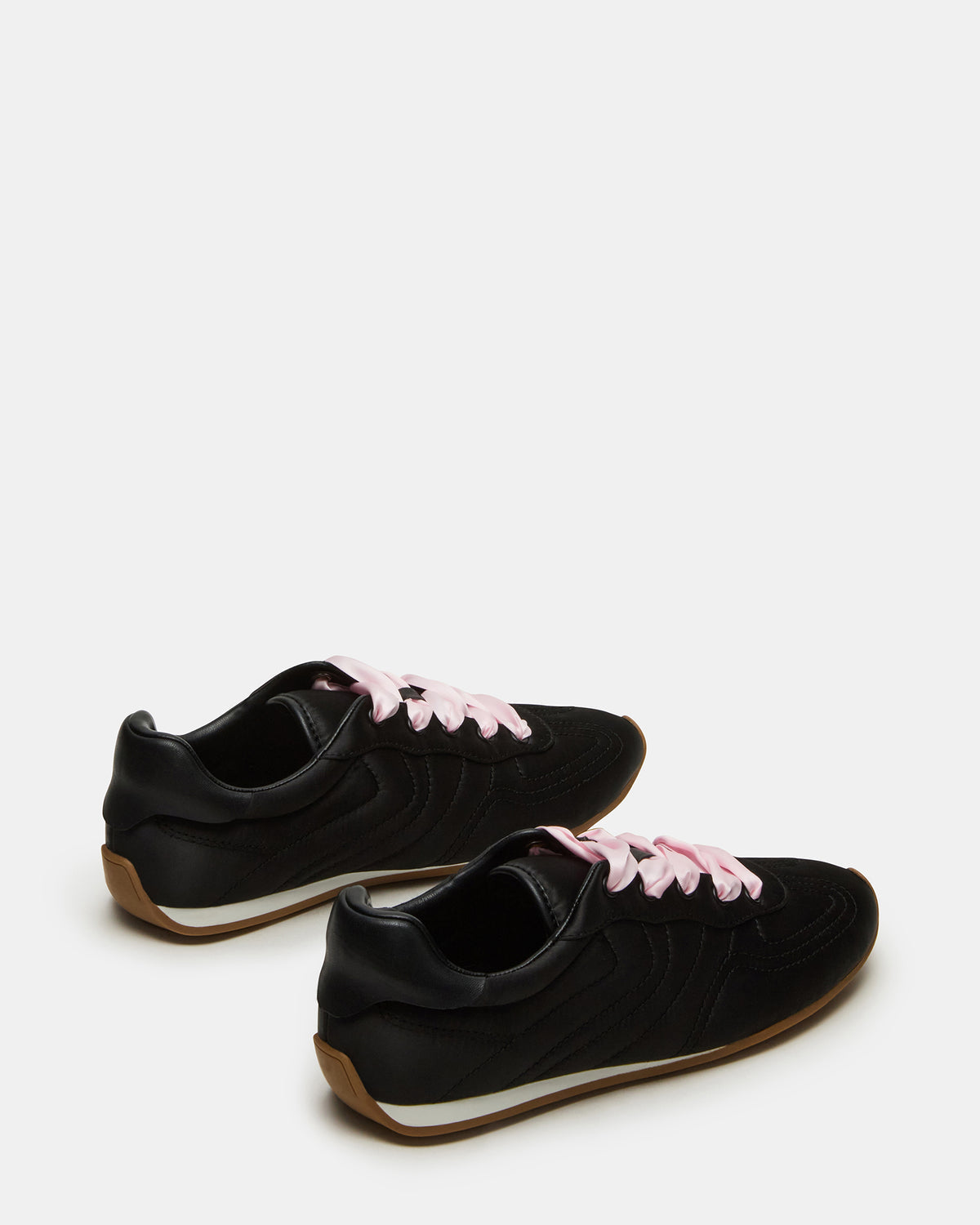 ABBI Black Satin Low-Top Lace-Up Women's Sneaker | Steve Madden