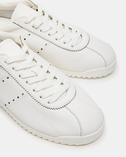 MIRAGE White Leather Women's Low-Top Sneaker | Steve Madden