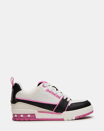 SKATER Black/Pink Low-Top Lace-Up Women's Sneaker | Steve Madden