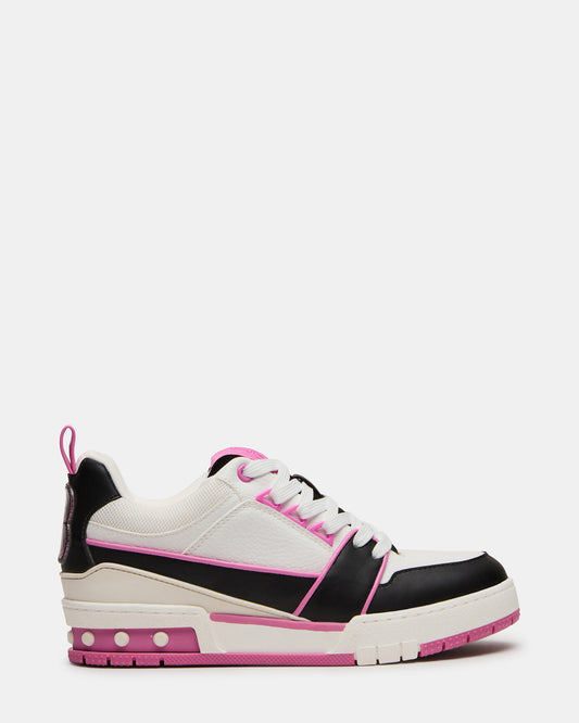 SKATER Black/Pink Low-Top Lace-Up Women's Sneaker | Steve Madden