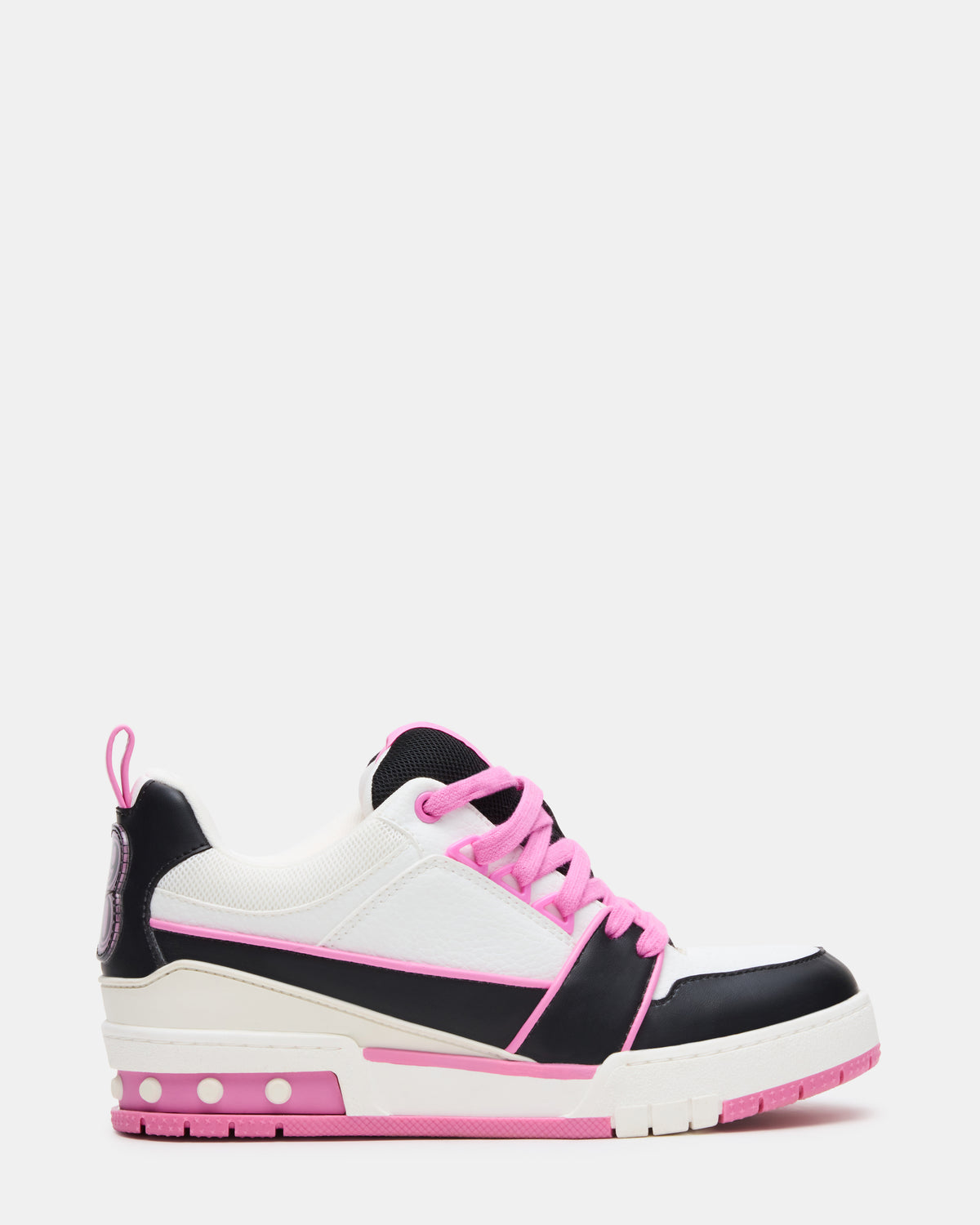SKATER Black/Pink Low-Top Lace-Up Women's Sneaker | Steve Madden
