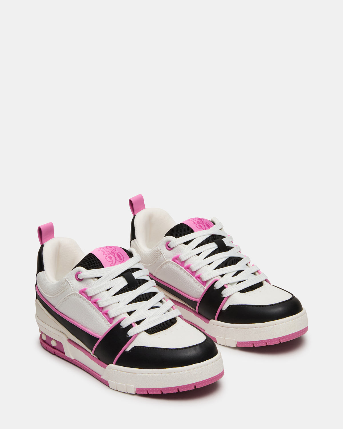 SKATER Black/Pink Low-Top Lace-Up Women's Sneaker | Steve Madden