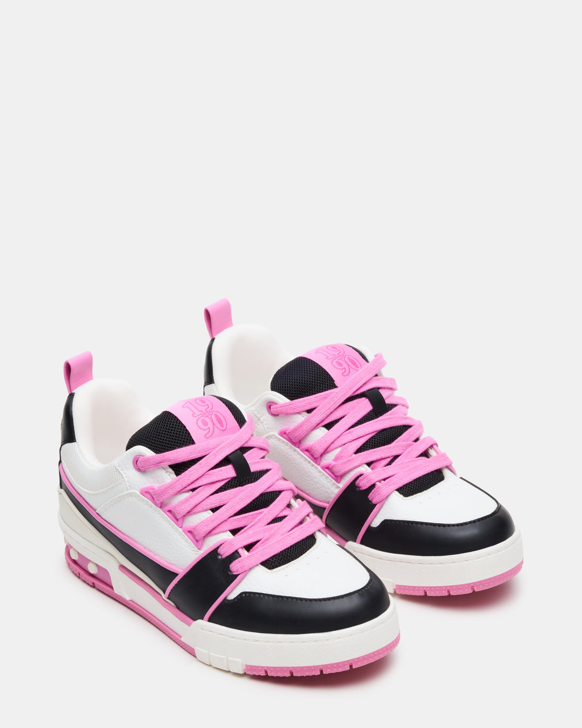 SKATER Black/Pink Low-Top Lace-Up Women's Sneaker | Steve Madden