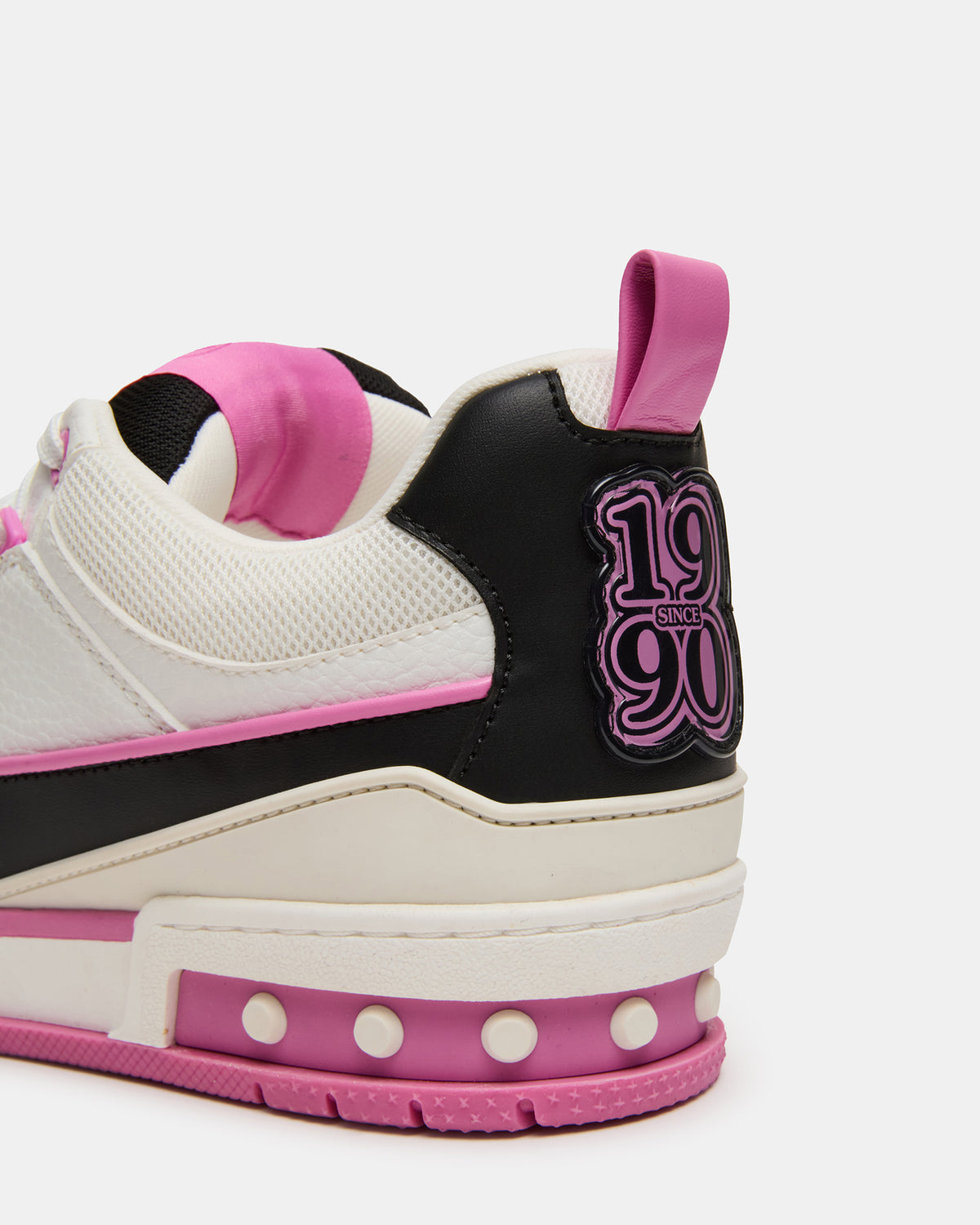 SKATER Black/Pink Low-Top Lace-Up Women's Sneaker | Steve Madden