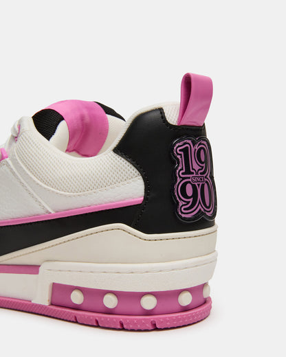 SKATER Black/Pink Low-Top Lace-Up Women's Sneaker | Steve Madden