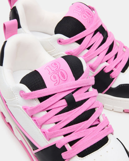 SKATER Black/Pink Low-Top Lace-Up Women's Sneaker | Steve Madden