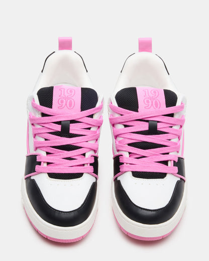 SKATER Black/Pink Low-Top Lace-Up Women's Sneaker | Steve Madden