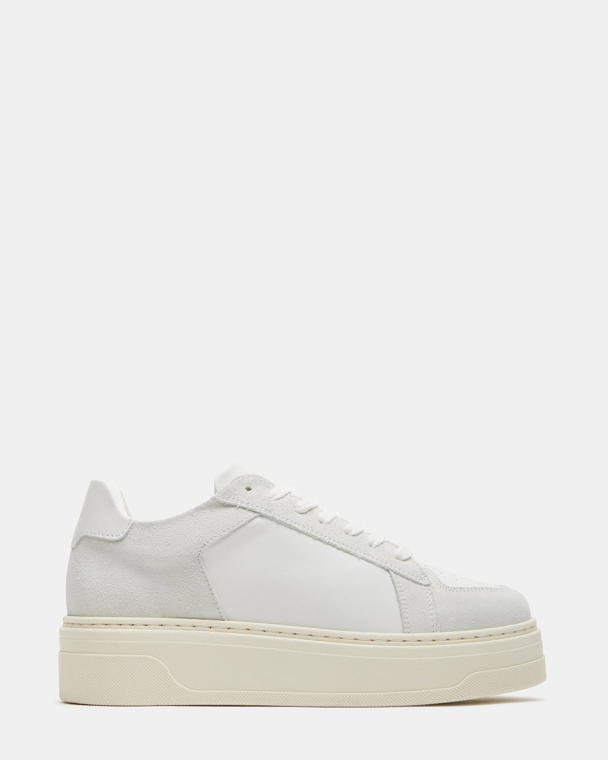 DOMINO White Leather Tonal Platform Sneaker | Women's Sneakers | Steve Madden
