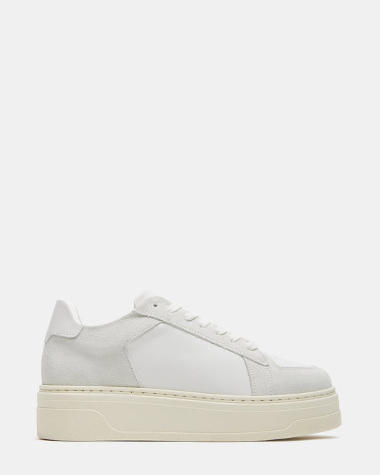 DOMINO White Leather Tonal Platform Sneaker | Women's Sneakers | Steve Madden