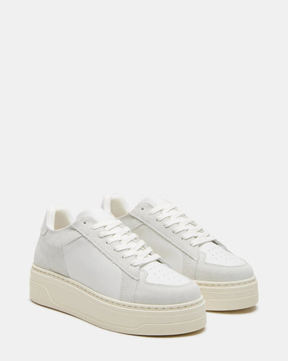 DOMINO White Leather Tonal Platform Sneaker | Women's Sneakers | Steve Madden