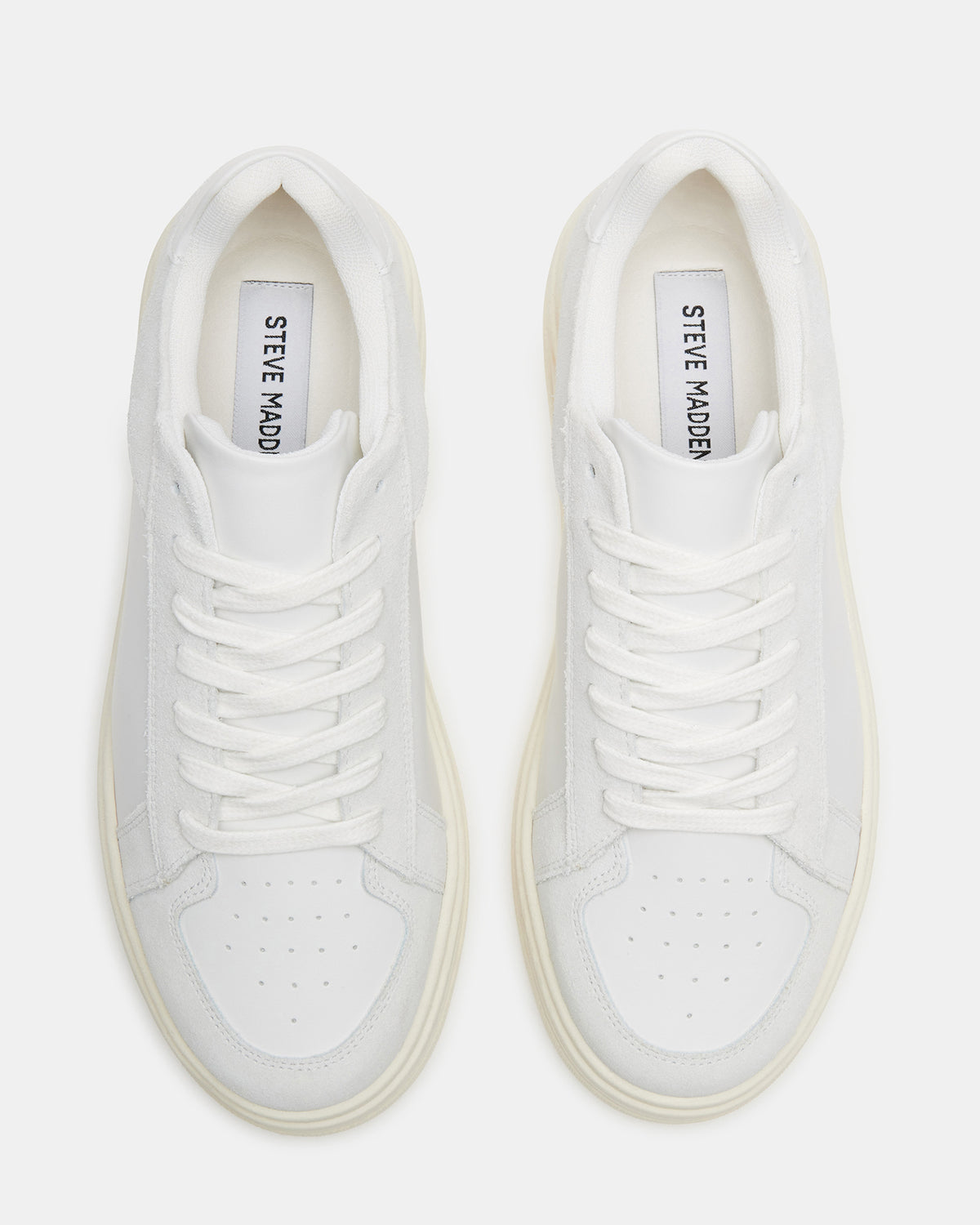 DOMINO White Leather Tonal Platform Sneaker | Women's Sneakers | Steve Madden